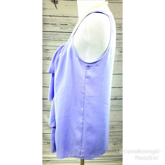 Loft lavender ruffle front bib u neck tank top S - Picture 4 of 6